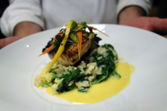 Seared Rockfish with Spinach Risotto